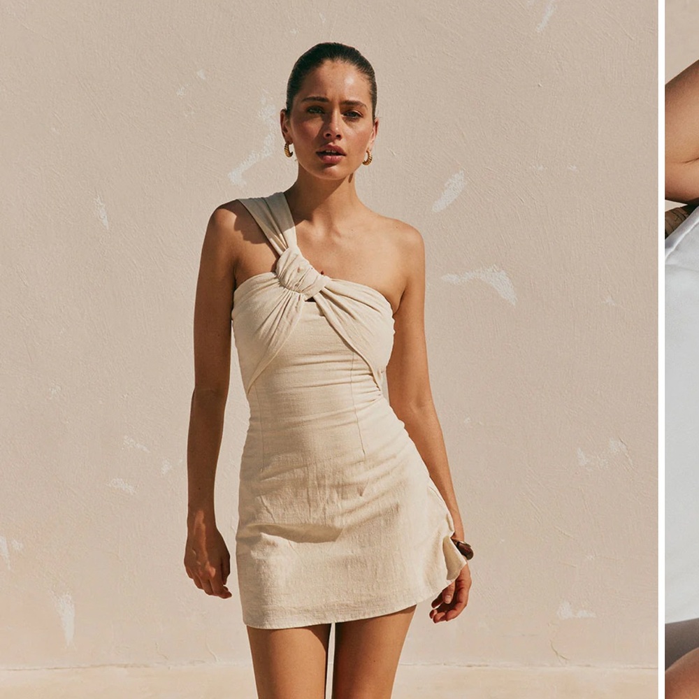 Sabo Skirt Beige One-Shoulder Dress